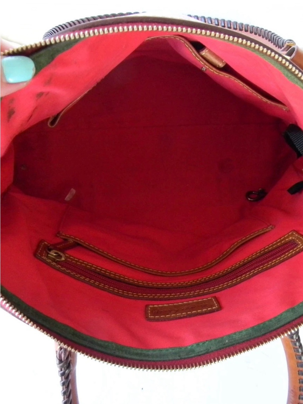 Dooney & Bourke Florentine NATURAL Leather Domed Buckle Satchel Tassels SHOULDER - Picture 9 of 10